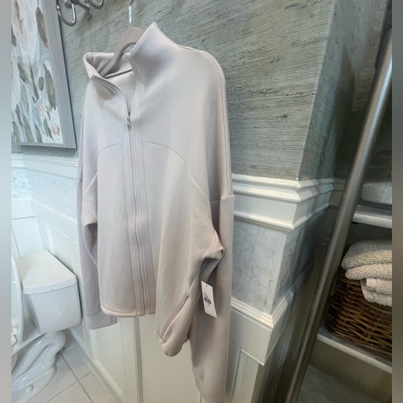 NWT new XL Anthropologie Varley Tahay Zip Through mid layer jacket silver cream - Picture 6 of 16